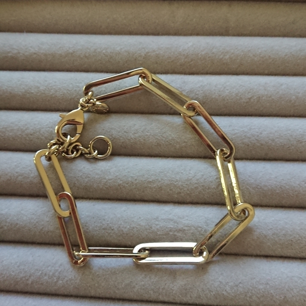Elegant light Gold tone Paperclip Chain Chain Bracelet - Picture 5 of 6